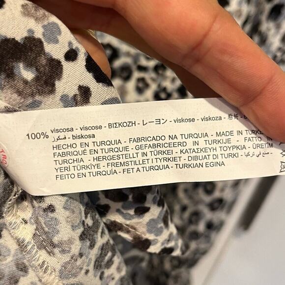 Zara Ditsy Floral Faux Wrap Dress XXL Long Poet Sleeve Deep V-neck Mini Pullover - Picture 7 of 10